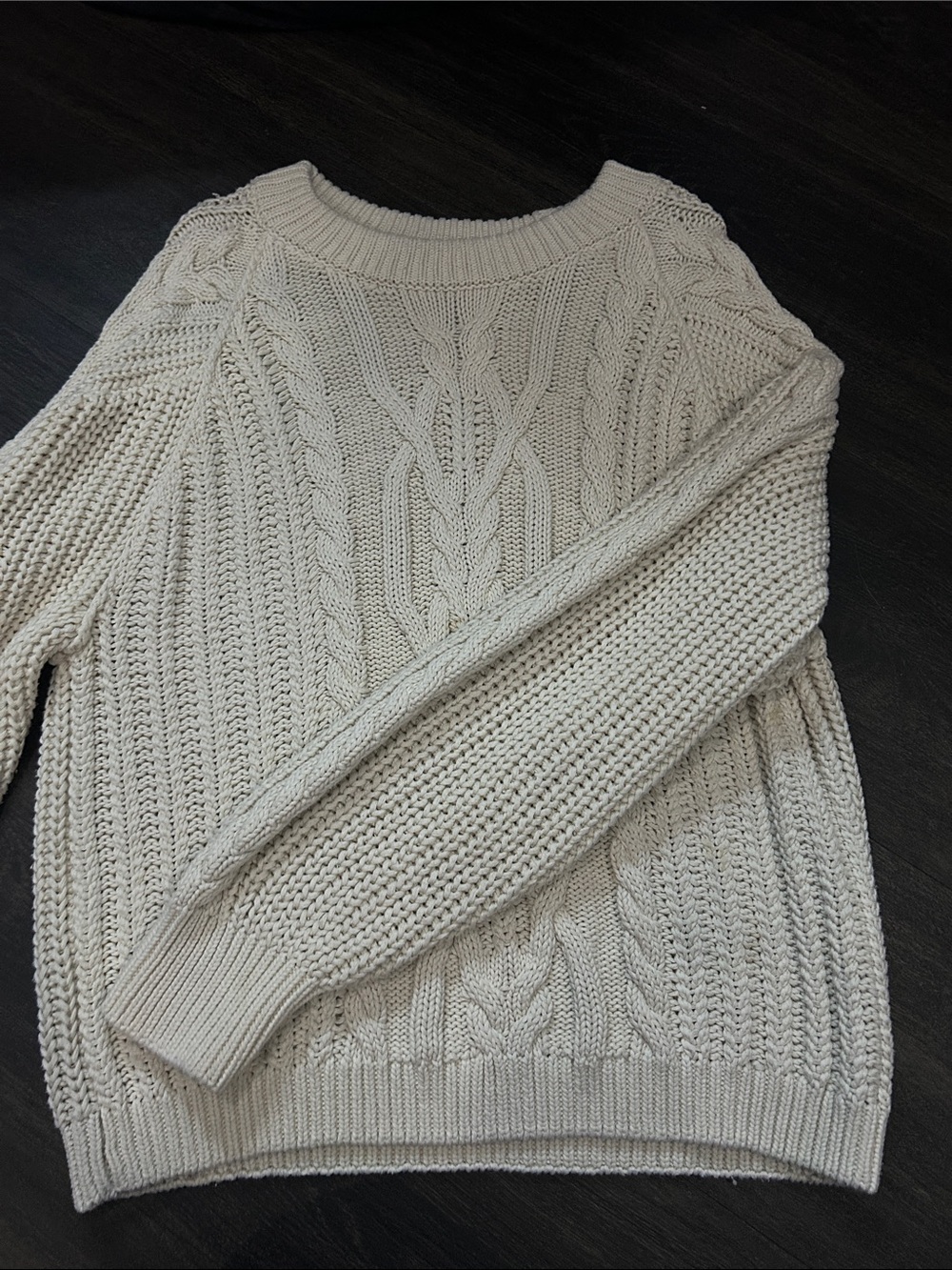 Free People Cream Cable Knit Scoop-Neck Sweater